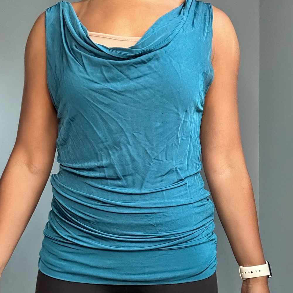 Flounce cowlneck top